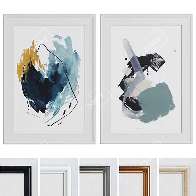 Modern Abstract Picture Frame Set 3D model image 6