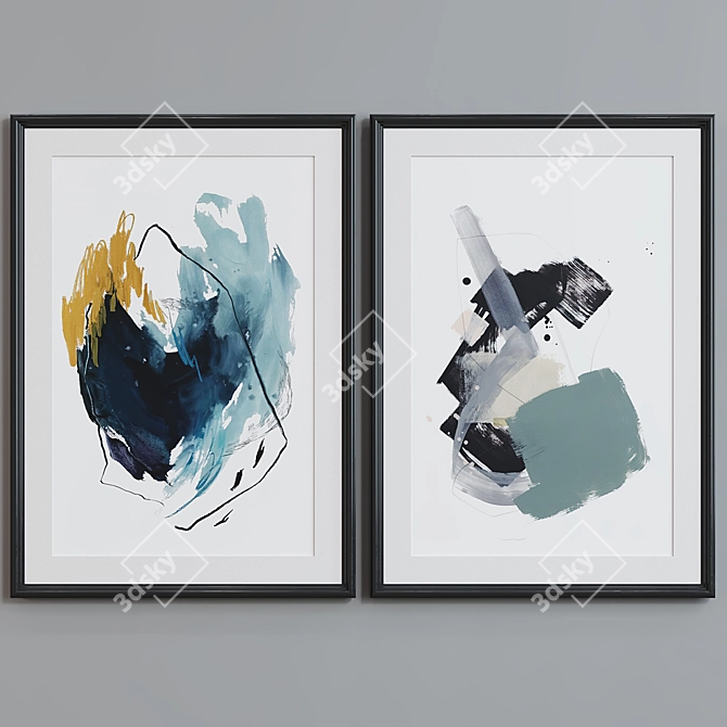 Modern Abstract Picture Frame Set 3D model image 7