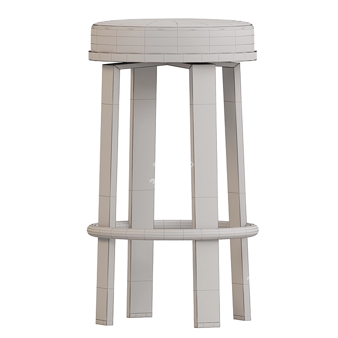 Modern Swivel Counter Stool in Neutral Tones 3D model image 2
