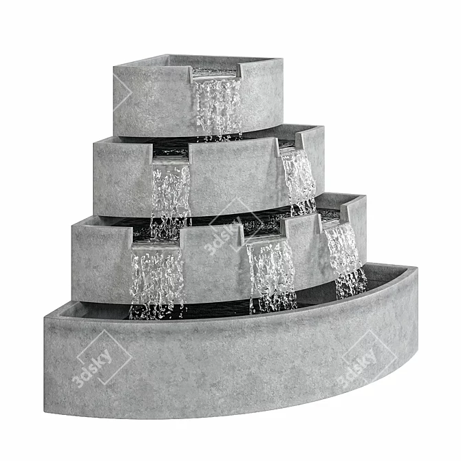 Modern Fiberglass Waterfall Fountain 3D model image 3