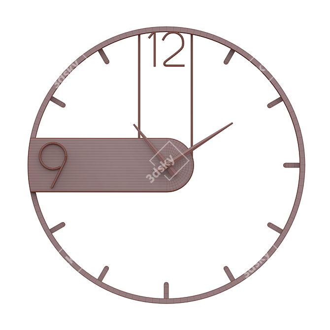 Metal Wood Wall Clock Elegant 3D model image 3