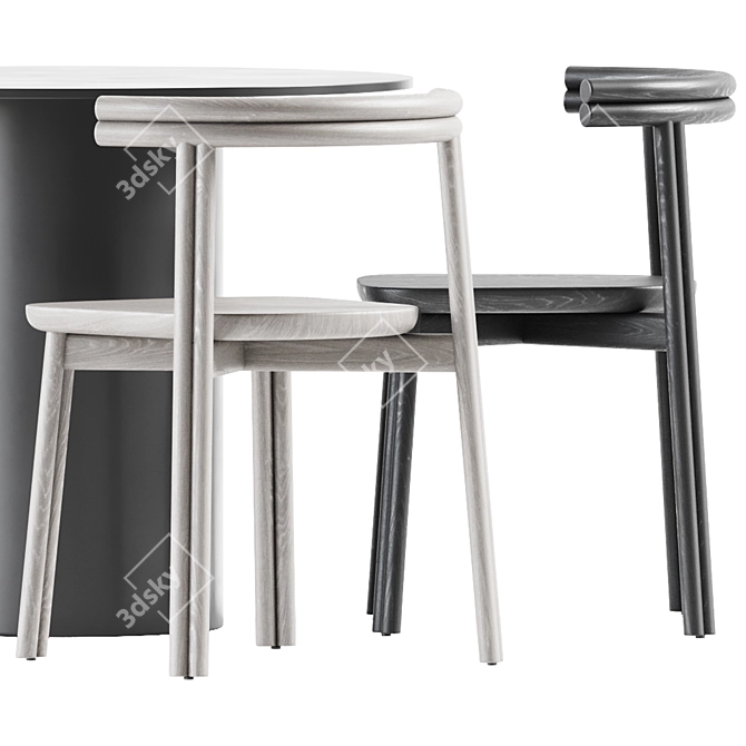 Sleek Dial Dining Set 3D model image 4