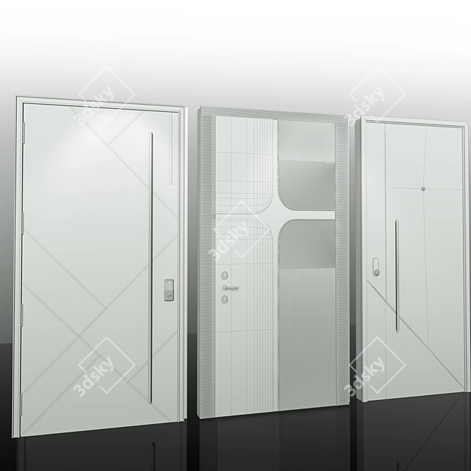  3 Modern Vray Rendered Doors 3D model image 6