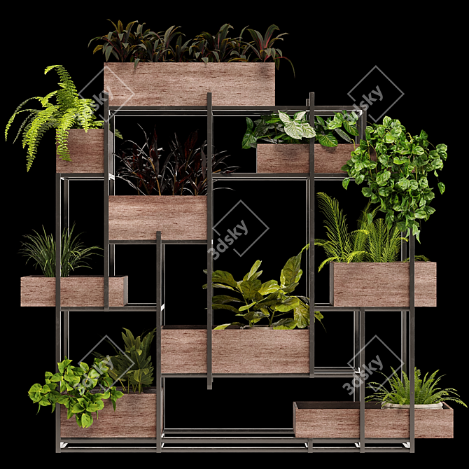 Modern Stand Wood Plant Boxes 3D model image 3