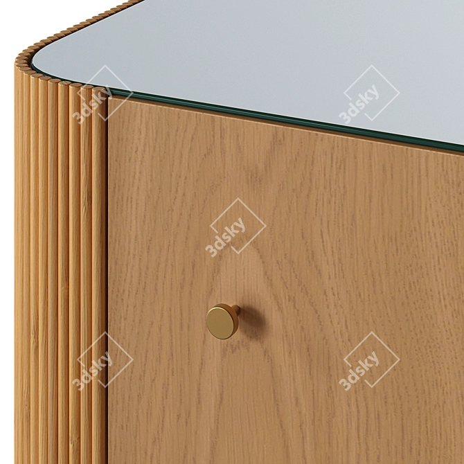 Natural Oak and Rattan 3-Drawer Chest 3D model image 3