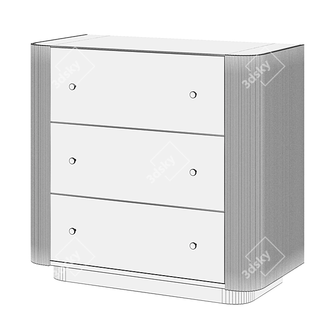 Natural Oak and Rattan 3-Drawer Chest 3D model image 4