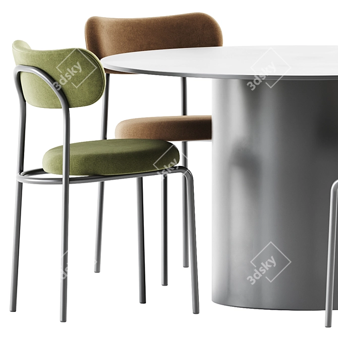 Modern Dining Set: Loop Chair & Dial Table 3D model image 2