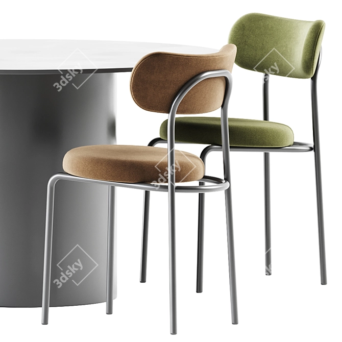 Modern Dining Set: Loop Chair & Dial Table 3D model image 4