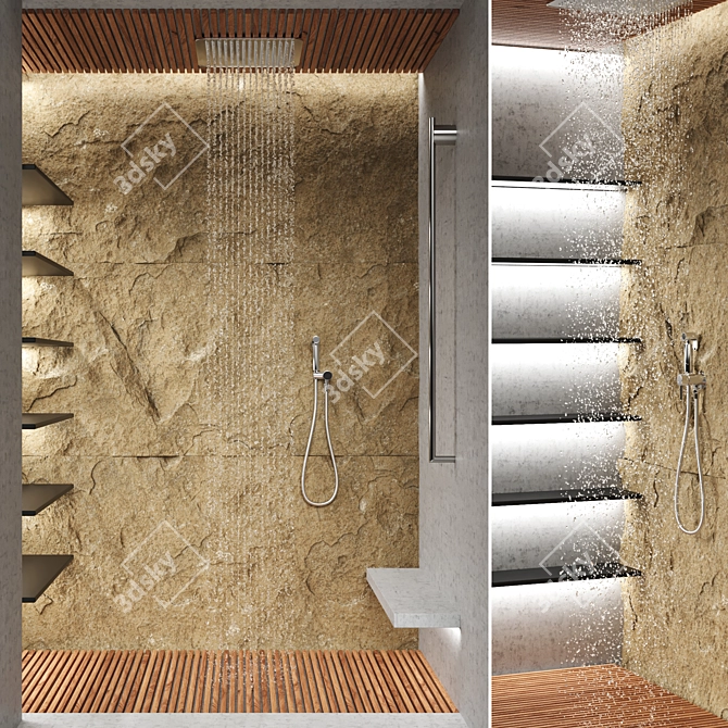 Wood Stone Shower Shelf Liquid 3D model image 1
