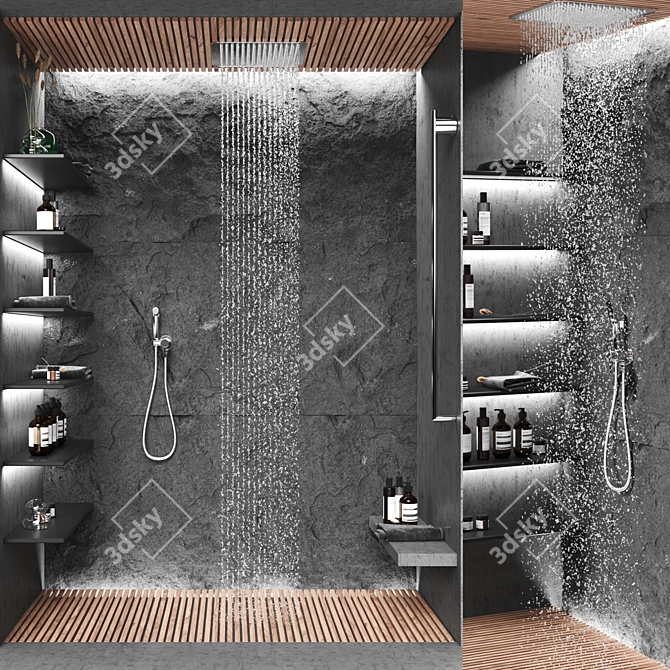 Wood Stone Shower Shelf Liquid 3D model image 6