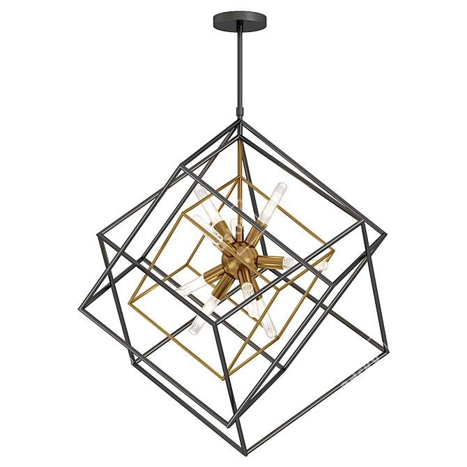 Imperium 9-Light Chandelier Black-Gold 3D model image 1
