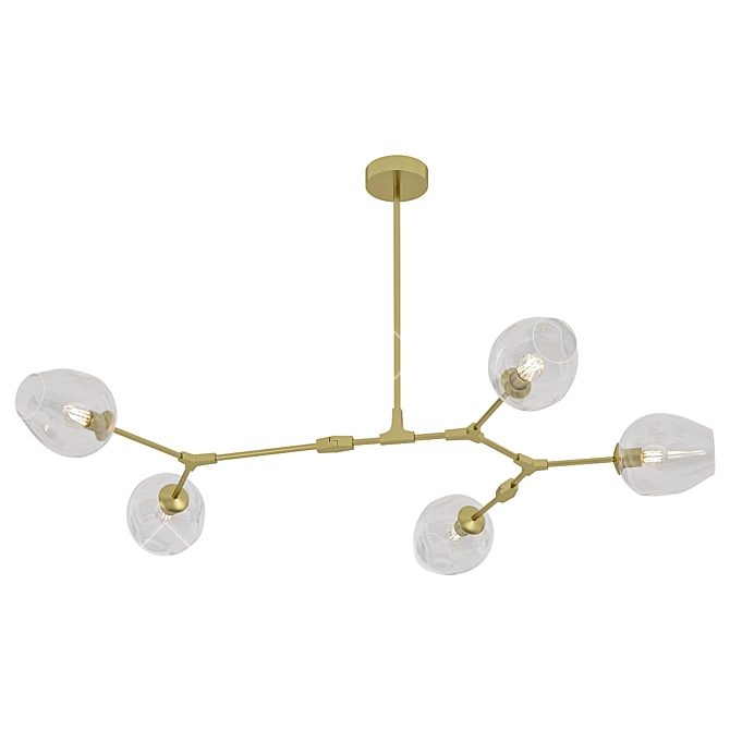 Elegant Trident Chandelier Brass Clear 3D model image 1