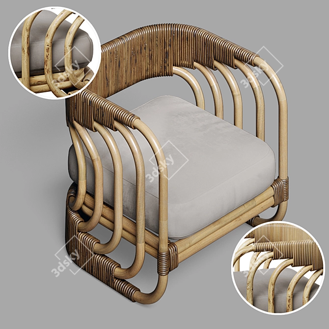 Artteriors Hamza Rattan Lounge Chair 3D model image 1