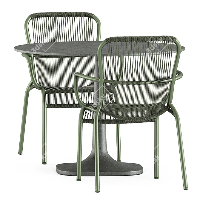 Outdoor Dining Set: Loop Chair & Fiore Table 3D model image 2