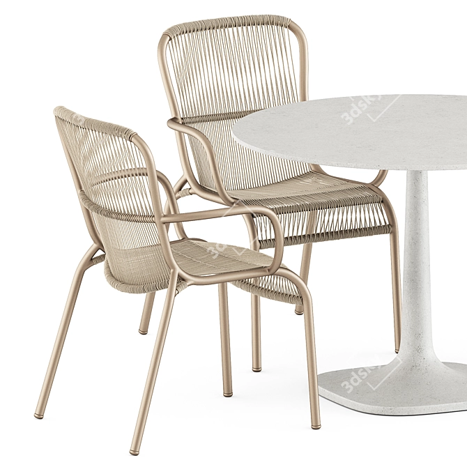 Outdoor Dining Set: Loop Chair & Fiore Table 3D model image 3