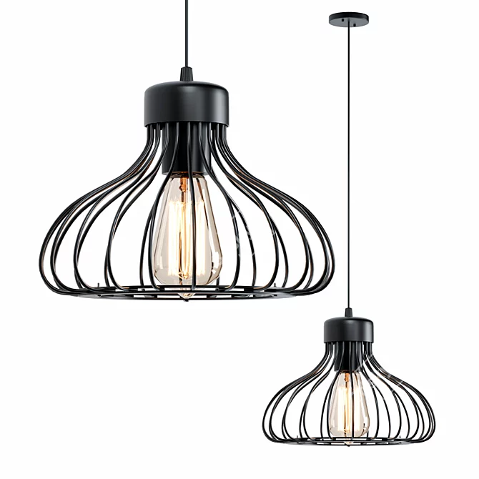 Nordic Retro Loft Pendant Light 3D model image 1