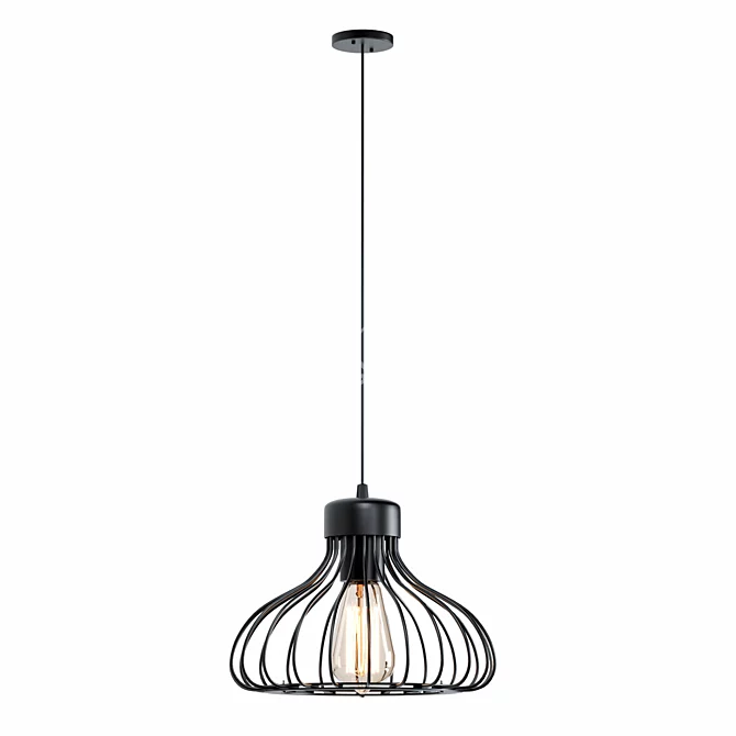 Nordic Retro Loft Pendant Light 3D model image 2