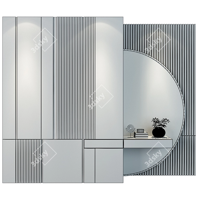 Modern TV Wall Decor Unit 3D model image 2
