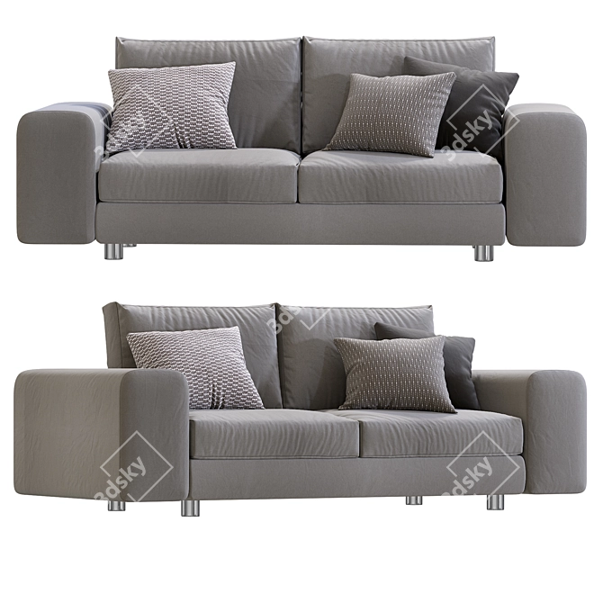 Sleek Modern Low-Lend Sofa 3D model image 1