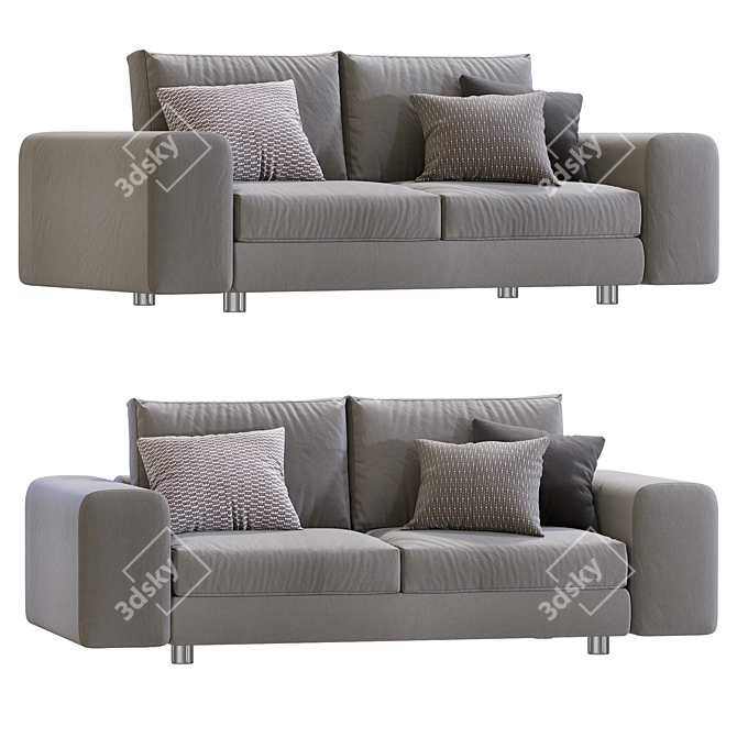 Sleek Modern Low-Lend Sofa 3D model image 4