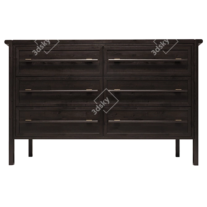 DANTONE HOME Contempo 6-Drawer Komod 3D model image 2