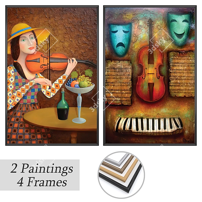 Wall Art Set with Frames 3D model image 1