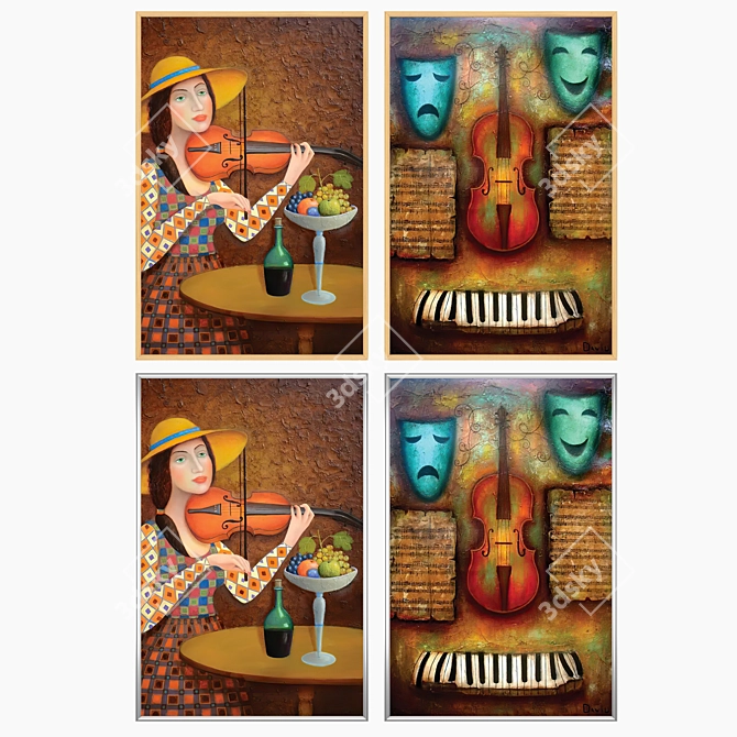 Wall Art Set with Frames 3D model image 3