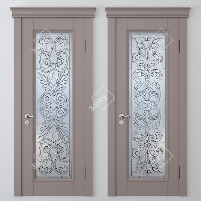 Stained Glass Door: Elegant Design 3D model image 1