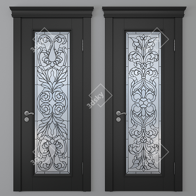 Stained Glass Door: Elegant Design 3D model image 3