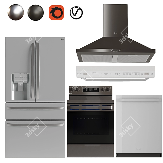 LG Smart Kitchen Appliance Set 3D model image 1