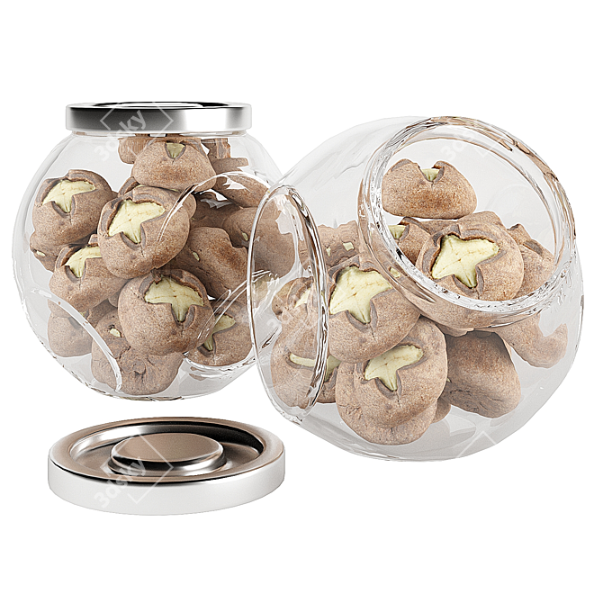 Glass Jar Cookie Storage Solution 3D model image 1