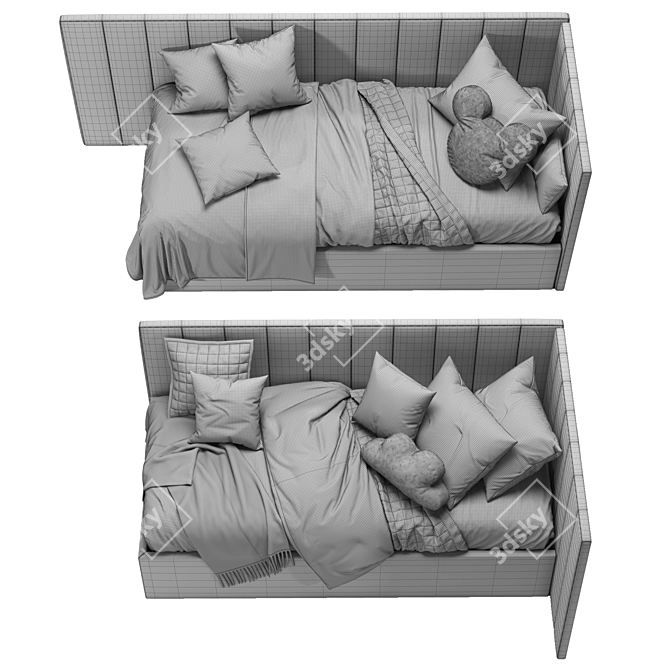 Modern Denils Corner Bed Frame 3D model image 6