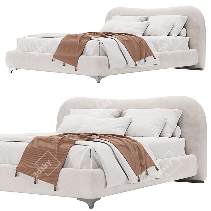 Modern Upholstered Double Bed. 3D model image 1