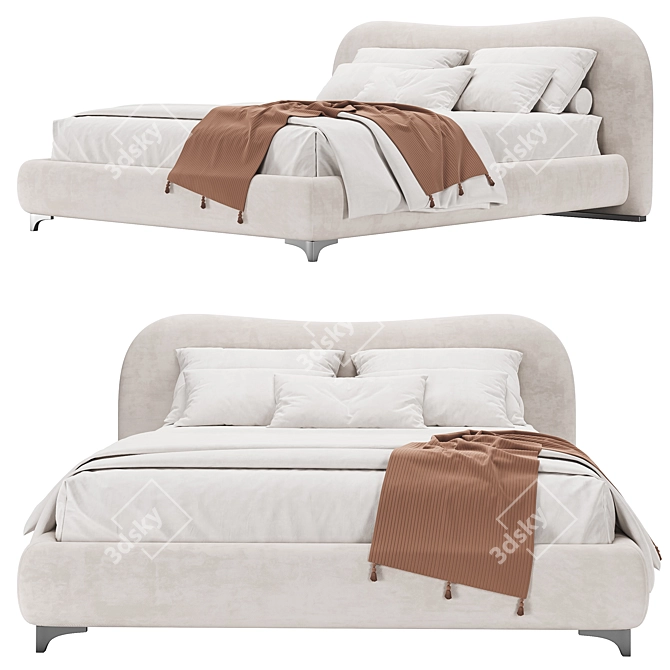Modern Upholstered Double Bed. 3D model image 2
