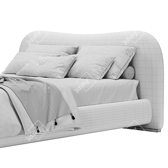 Modern Upholstered Double Bed. 3D model image 3