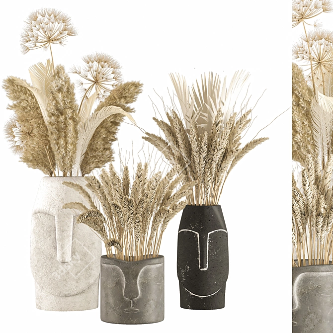 Urban Elegance Vases Trio 3D model image 1