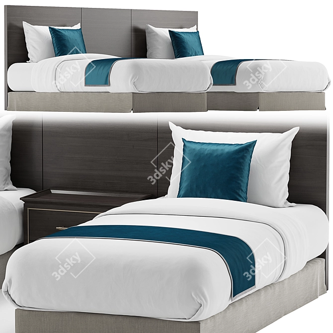 Hotel Room Single Bed: Compact 3D model image 1