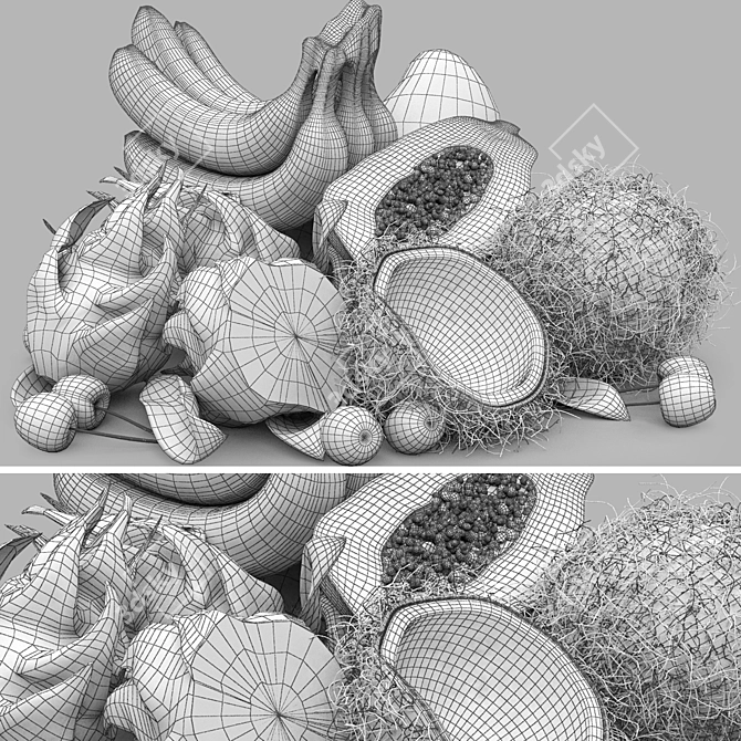 Exotic Tropical Fruits 3D Model 3D model image 5