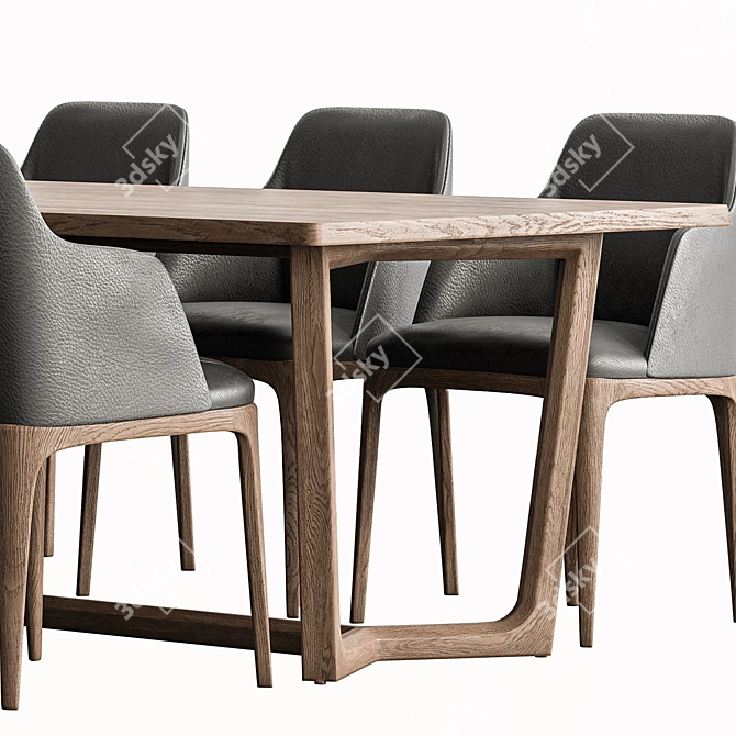 Elegant Dining Set with 6 Chairs 3D model image 4
