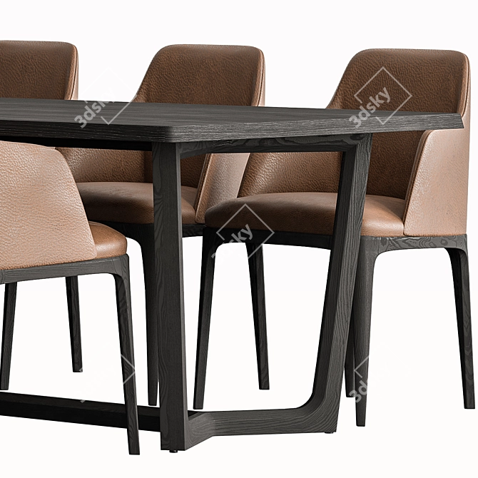 Elegant Dining Set with 6 Chairs 3D model image 5