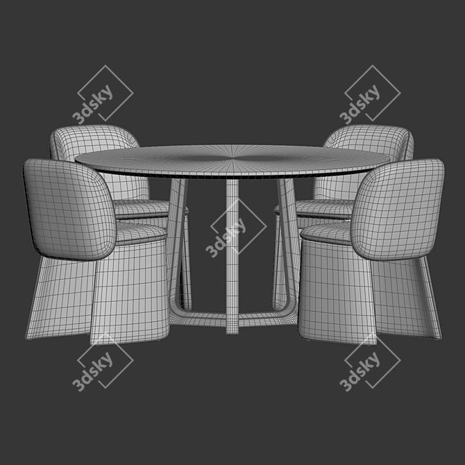 Evie Velvet Dining Set Wood 3D model image 4