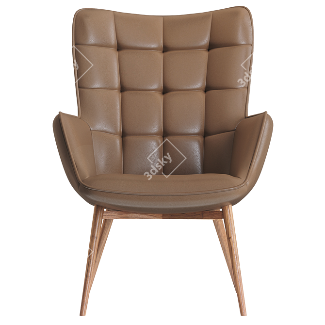 Elegant Tufted Wingback Chair, 28'' 3D model image 3