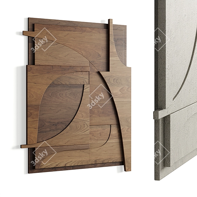 Abstract Relief Wall Decor Panel 3D model image 1