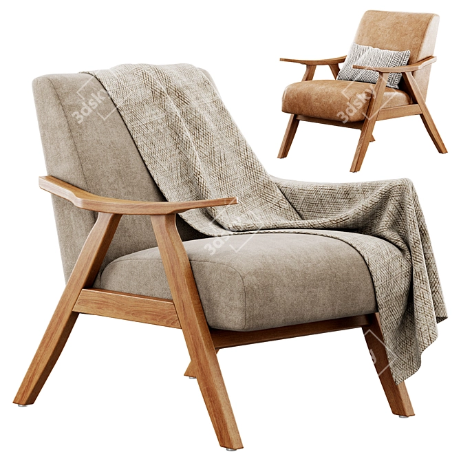 Modern Columbus Armchair with Plush Dimensions 3D model image 1