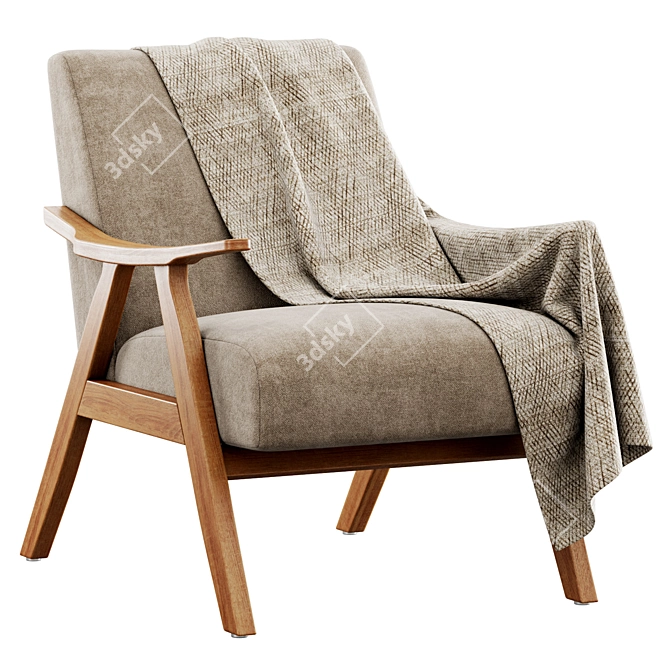 Modern Columbus Armchair with Plush Dimensions 3D model image 4