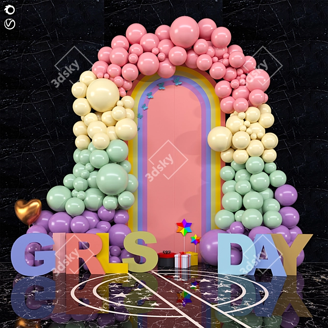 Happy Girls Day 3D Design 3D model image 1