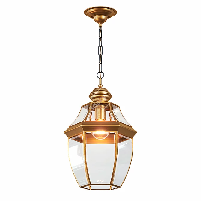 Glass Brass Ceiling Pendant Lamp 3D model image 1