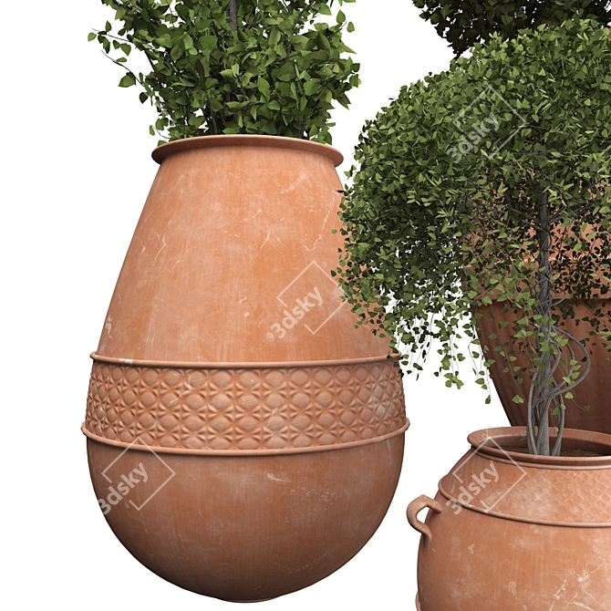 Botanical Beauties in Clay Pots 3D model image 2