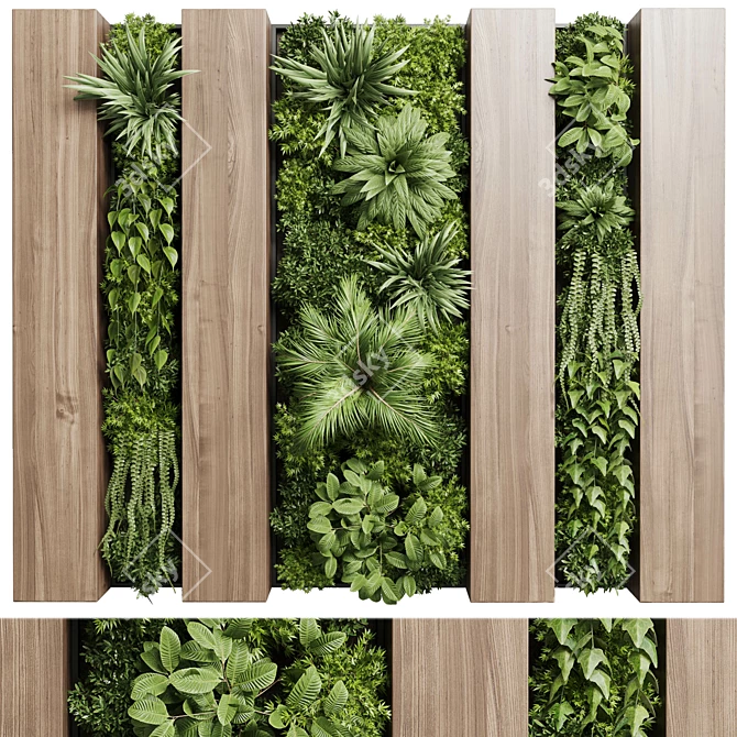 Wooden Frame Vertical Garden Decor 3D model image 1