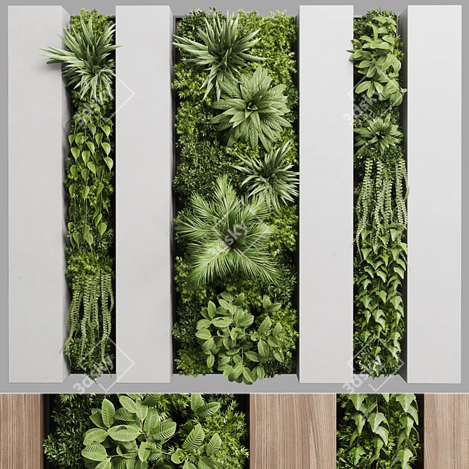 Wooden Frame Vertical Garden Decor 3D model image 2